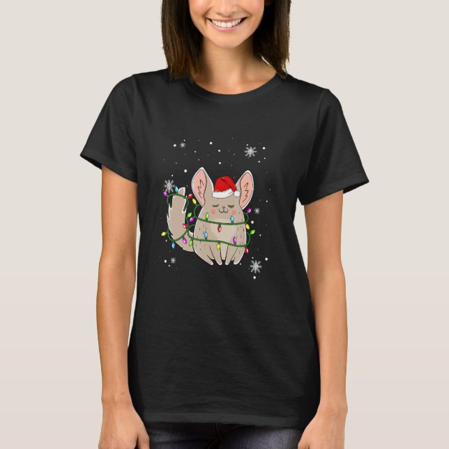 Camiseta Navidades de Chinchilla iluminan a Santa Hat Chris (Anverso)