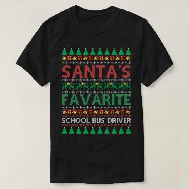 Camiseta Navidades de choferes de autobús escolar favorito  (Diseño del anverso)