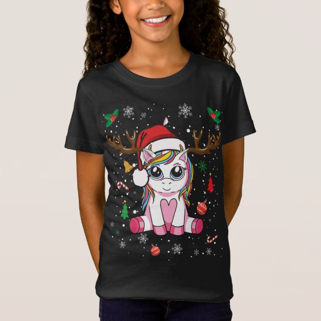 Camiseta Navidades de ciervos de unicornio de Navidades cut (Anverso)