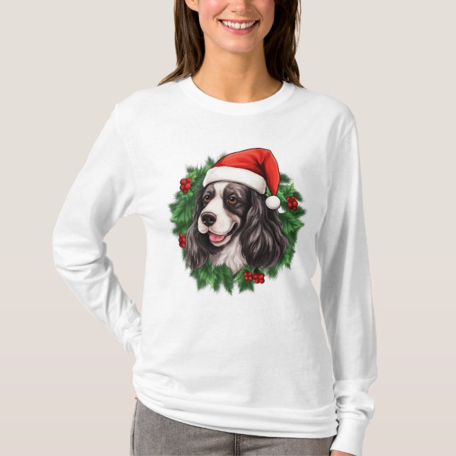 Camiseta Navidades de Cocker Spaniel Wreath Shirt (Anverso)