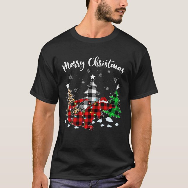 Camiseta Navidades de coligador Leopard Buffalo Plaid (Anverso)
