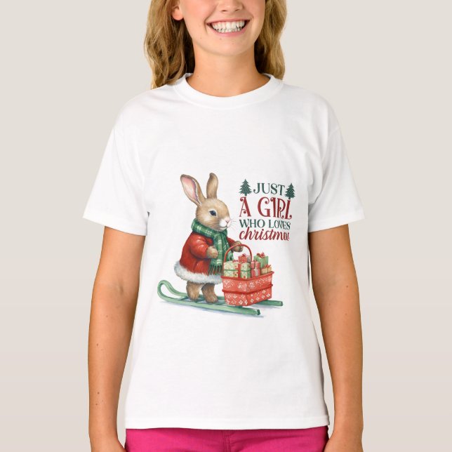 Camiseta Navidades De Conejo chica Con Motoesquíes (Anverso)