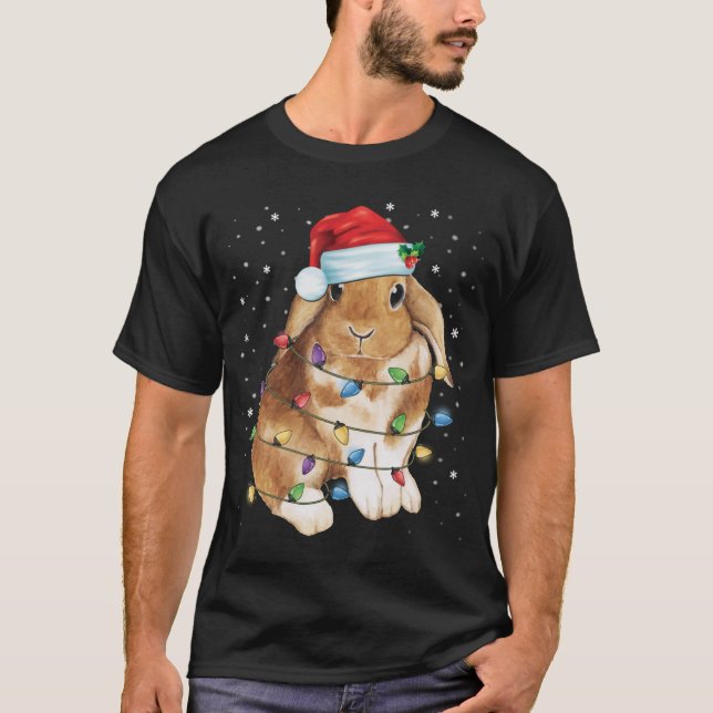 Camiseta Navidades de conejo conejo alumbran Navidad divert (Anverso)
