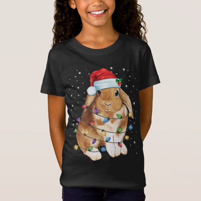 Camiseta Navidades de conejo conejo alumbran Navidad divert (Anverso)