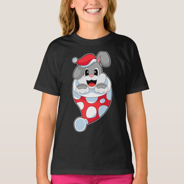 Camiseta Navidades de conejo Santa hat (Anverso)