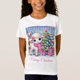 Camiseta Navidades de cordero bonito en la granja