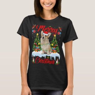 Camiseta Navidades de Corgi Dog Lights Xmas Tree Santa Corg