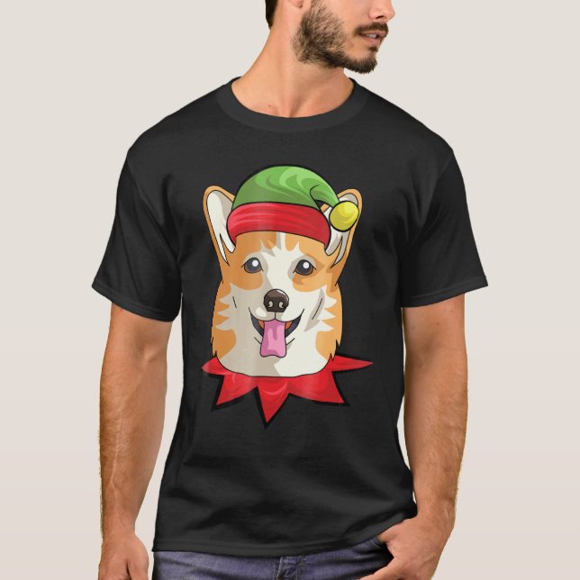 Camiseta Navidades de Corgi Welsh Dog Elf Gif (Anverso)