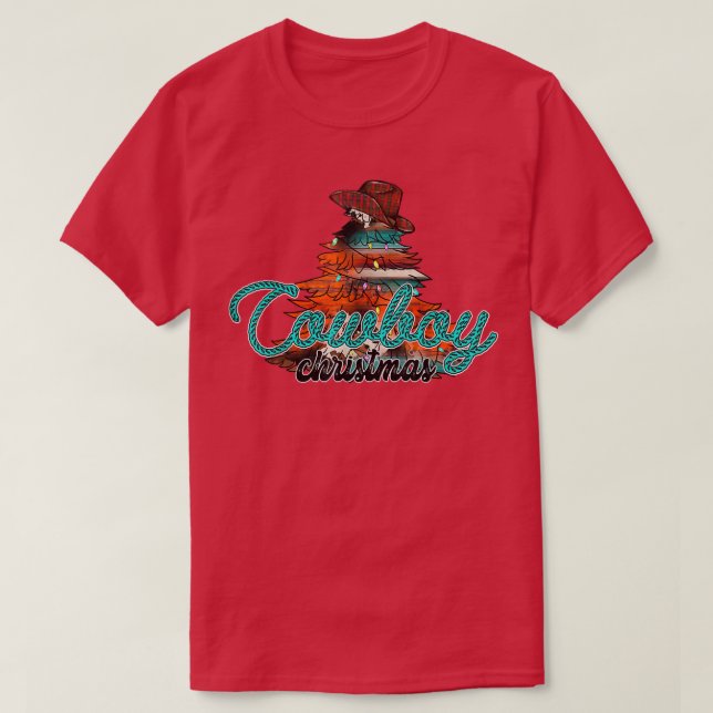 Camiseta Navidades de Cowboy, árbol de Navidad de Cowboy, M (Diseño del anverso)