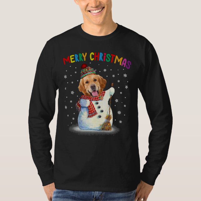 Camiseta Navidades de Cuadros Golden Retriever Pajama (Anverso)