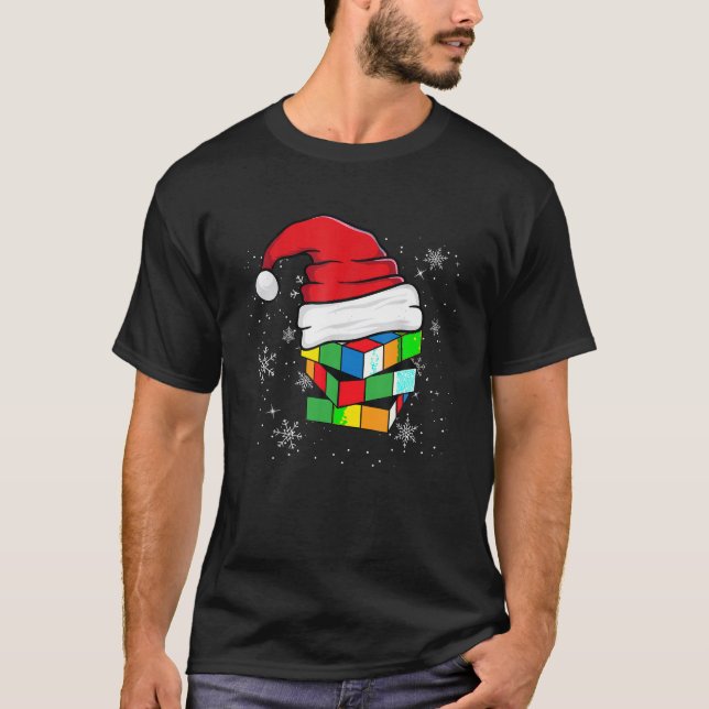 Camiseta Navidades de cubos de rompecabezas del rompecabeza (Anverso)