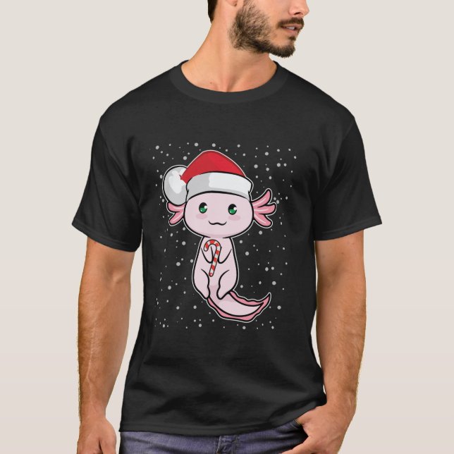 Camiseta Navidades de Cute Axolotl Candy Cane Funny Salaman (Anverso)