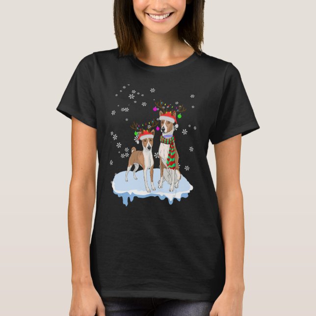 Camiseta Navidades de Cute Basenji Santa Hats Perro reno (Anverso)