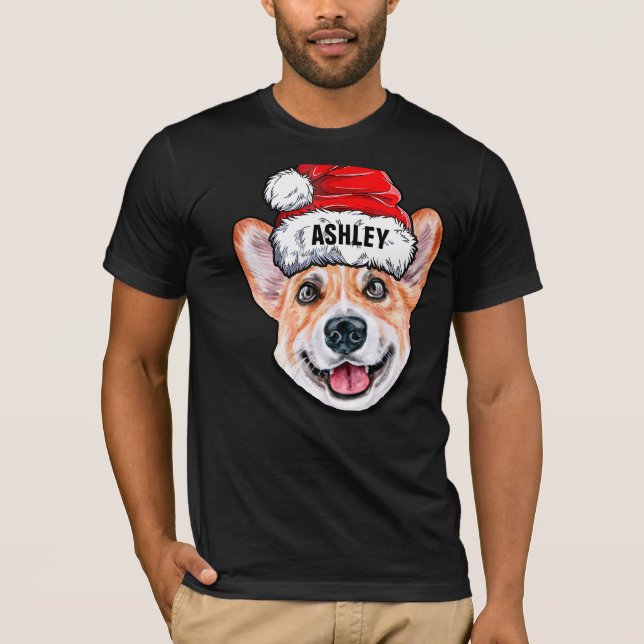 Camiseta Navidades de Cute Corgi Gorra Perro Grande (Anverso)