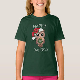 Camiseta Navidades de Cute Happy Owlidays Owl Green