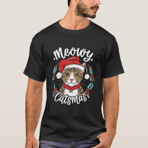 Camiseta Navidades de Cute Kitten Santa Hat Meowy Catmas Ho