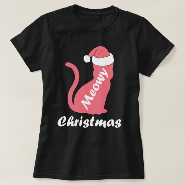 Camiseta Navidades de Cute Kitty Cat Lover Santa Meowy (Diseño del anverso)