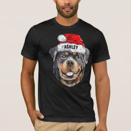 Camiseta Navidades de Cute Rottweiler Gorra Perro Grande
