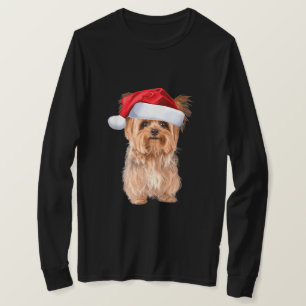 Camiseta Navidades de Cute Yorkshire Terrier Santa Puppy