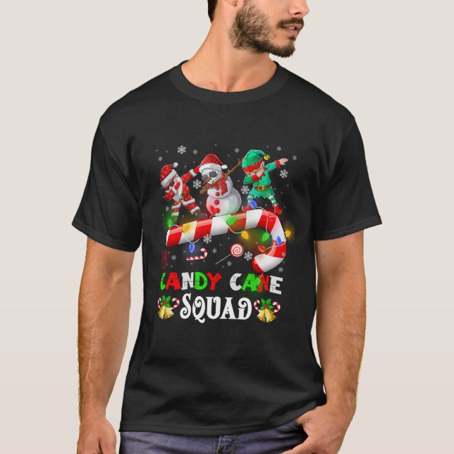 Camiseta Navidades de Dabbing Santa Elf Snowman Candy Cane (Anverso)