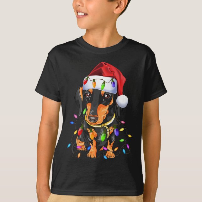 Camiseta Navidades de Dachshund adoran a los perros (Anverso)