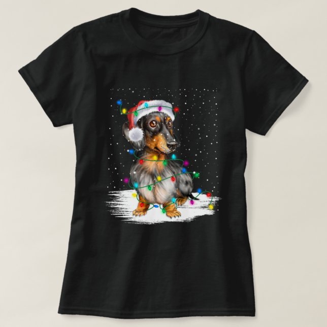 Camiseta Navidades de Dachshund adoran los regalos liderado (Diseño del anverso)