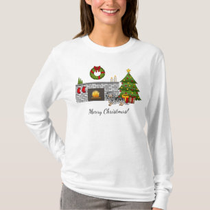 Camiseta Navidades De Dachshund De Cabello Largo Negro Y Ta