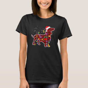 Camiseta Navidades de Dachshund de color rojo Pajamas Famil