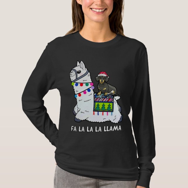 Camiseta Navidades de Dachshund Fa La Llama (Anverso)