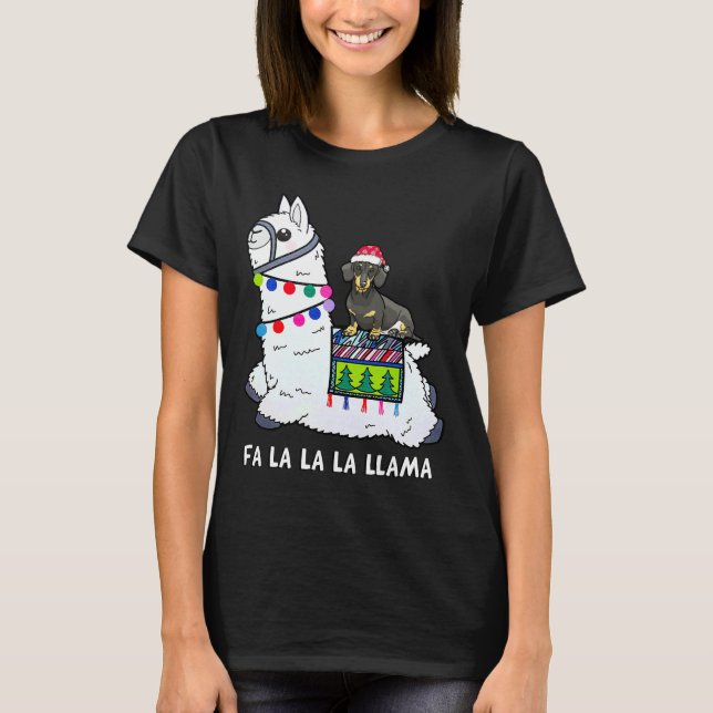 Camiseta Navidades de Dachshund Fa La Llama (Anverso)