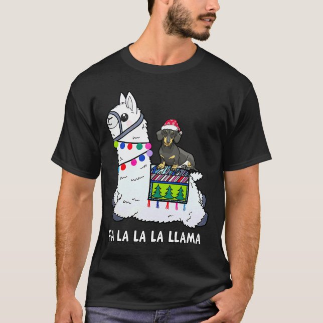 Camiseta Navidades de Dachshund Fa La Llama (Anverso)