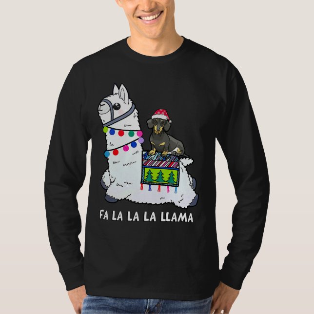 Camiseta Navidades de Dachshund Fa La Llama (Anverso)