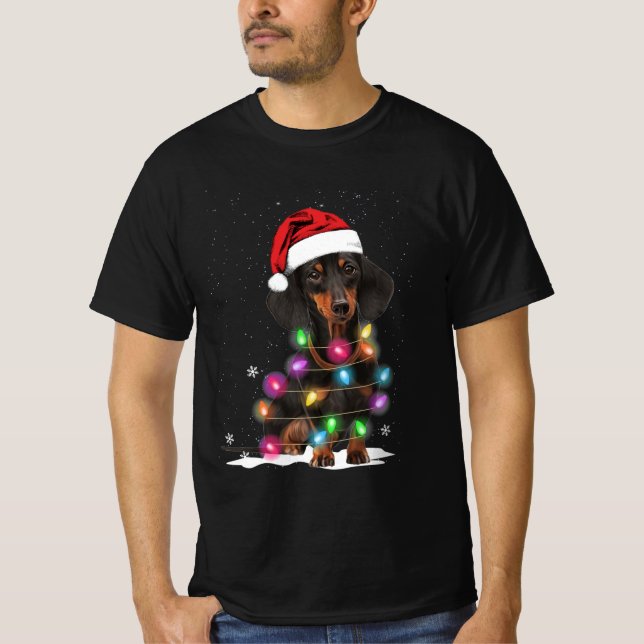 Camiseta Navidades De Dachshund Iluminan Con Nieve (Anverso)