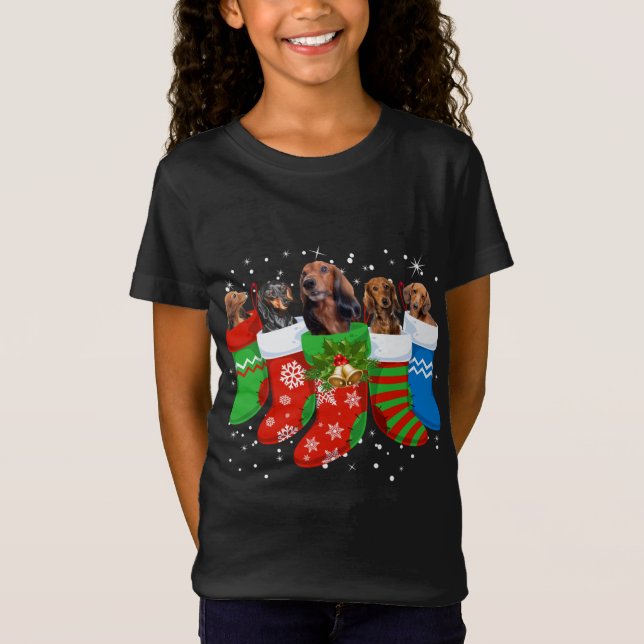 Camiseta Navidades de Dachshund Perro Cute Socks Navidad (Anverso)