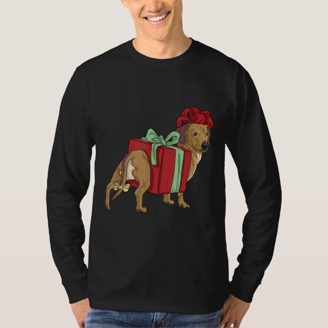 Camiseta Navidades de Dachshund Perro Santa Navidad (Anverso)