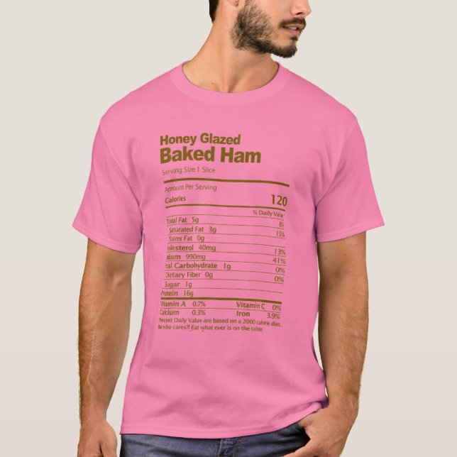 Camiseta Navidades de datos sobre nutrición de jamón al hor (Anverso)