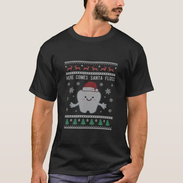 Camiseta Navidades de Dentist Dental Santa Floss Ugly (Anverso)