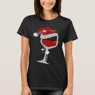 Camiseta Navidades de Diamond Wine Glasses Santa Hat