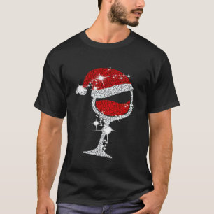 Camiseta Navidades de Diamond Wine Glasses Santa Hat