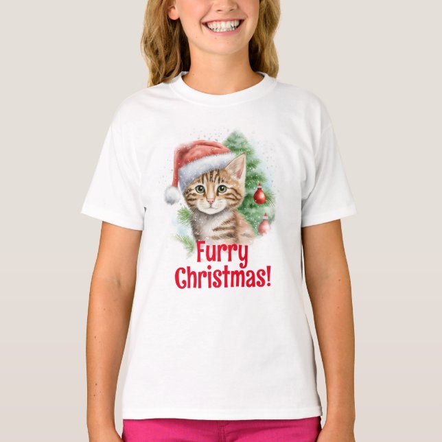 Camiseta Navidades de dibujo de gato de personalizable Sant (Anverso)