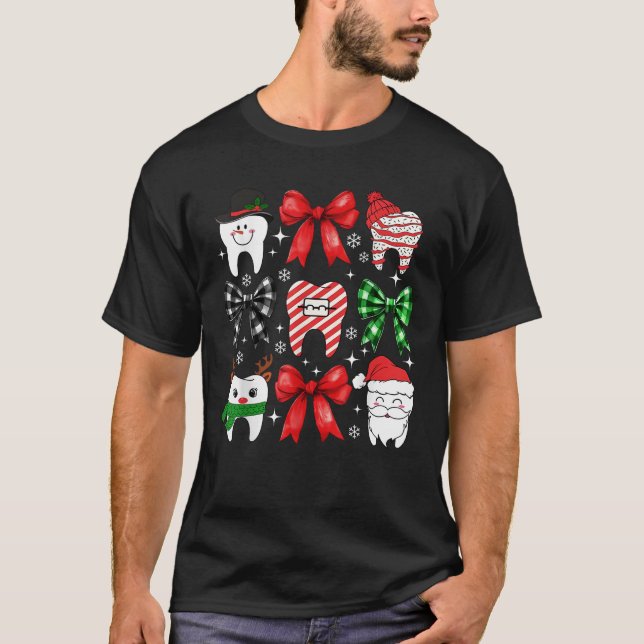 Camiseta Navidades De Dientes Curados Coquette Bow Dental D (Anverso)