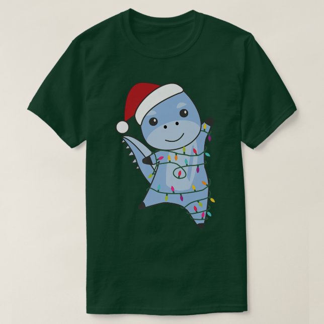Camiseta Navidades de Dino Navidades Animales Luces de hada (Diseño del anverso)
