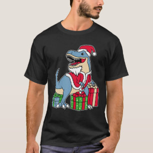 Camiseta Navidades de Dinosaur Santa Claus Trex Chicas de n