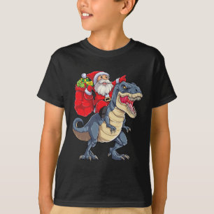 Camiseta Navidades de Dinosaur T Rex Santa Boys Chicas Navi