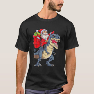 Camiseta Navidades de Dinosaur T rex Santa Boys Hombres Chi