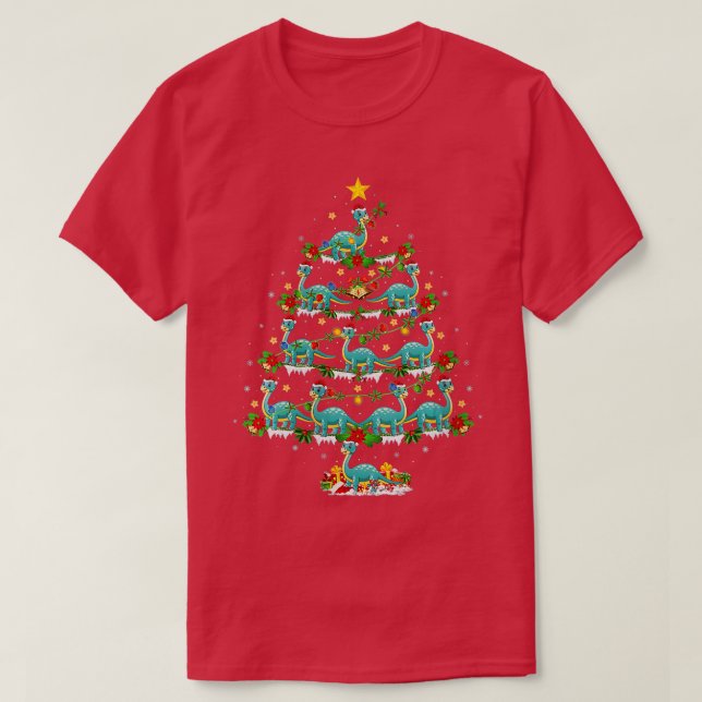 Camiseta Navidades de Dinosaurios Brontosaurus de Navidad (Diseño del anverso)