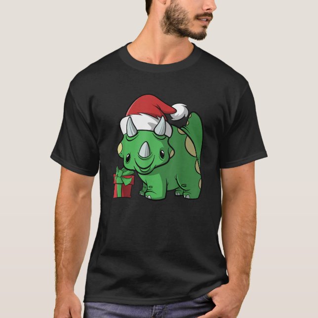 Camiseta Navidades de dinosaurios de Cute Triceratops (Anverso)