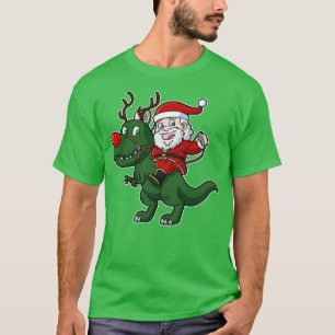 Camiseta Navidades de Dinosaurios de Santa Claus Riding T R