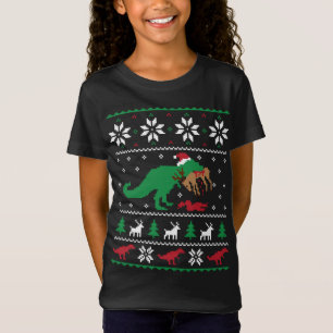 Camiseta Navidades de dinosaurios divertidos de renos de T