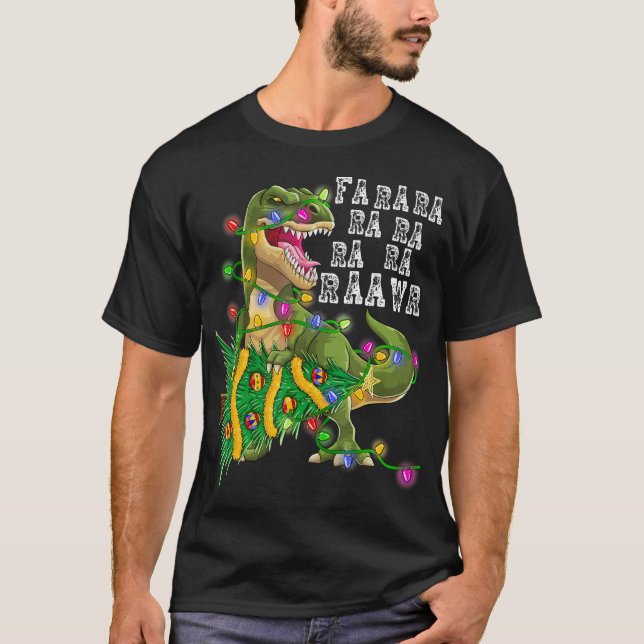 Camiseta Navidades de dinosaurios Fa Ra Rawr Rex Boys Xmas  (Anverso)